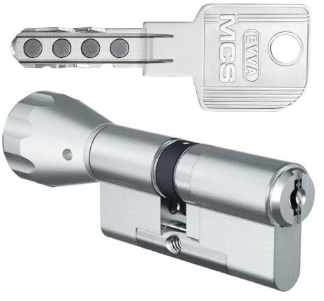 EVVA MCS Knaufzylinder 31/31K | Profilzylinder mit sehr hohem Kopierschutz durch Magnet-Technologie | Bohrschutz Ziehschutz | 5 Schlüssel | Sicherungskarte | verschiedenschließend