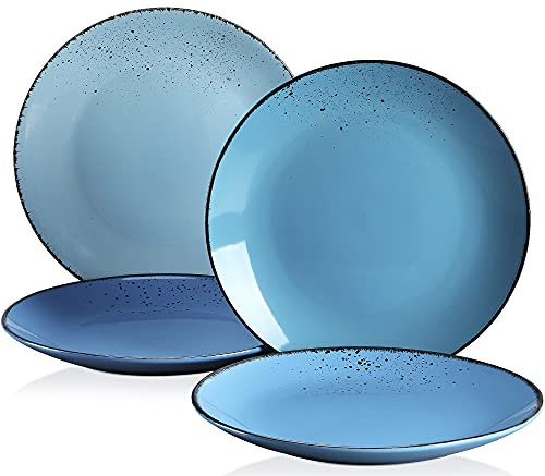 vancasso Navia Oceano Dinner Plate Set of 4, Stoneware Vintage Look Multicolour Dinnerware Tableware, 10.5 inch Snack/Salad/Fruit/Side Plate. (27 * 27 * 2.5cm)