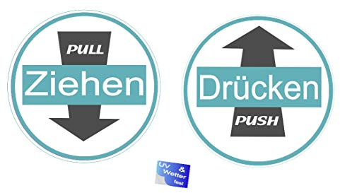 Generisch Drücken Ziehen Aufkleber Abziehbild Pull Push Sticker Türaufkleber (R18/7) (10 x 10 cm)
