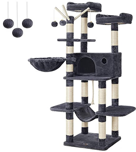 Feandrea Arbre à Chat XXL, Tour de Jeux 164 cm, Gris Anthracite PCT087G01