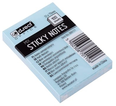 D.RECT - Haftnotizen (51x75mm) | Haftnotizzettel für Büro | Selbstklebende Notizzettel | Klebezettel | Sticky Notes | 100 Blatt | Pastelfarbe