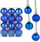 Yisscen Weihnachtskugeln Baumschmuck, Christbaumkugeln, Dekokugeln Weihnachten, Matt Glänzend Glitzernd Dekokugeln, Baumkugeln für Weihnachten Hochzeitsfest Dekoration, 24 Stück (Blau)