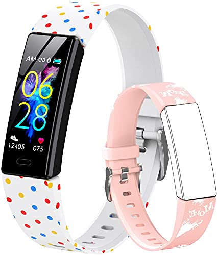 Dwfit Kids Fitness Tracker for Girls & Boys, IP68 Waterproof Activity Tracker with Pedometer, Heart Rate & Sleep Monitor, 11 Sport Modes, Alarm Clock - Kids Gift