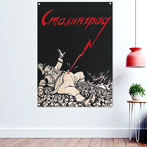 Sowjetpatriotischer Propaganda-Poster, Wandteppich, Wandkunst, Heimdekoration, WW II CCCP UdSSR Patriotismus, Banner zum Aufhängen, 96 x 144 cm