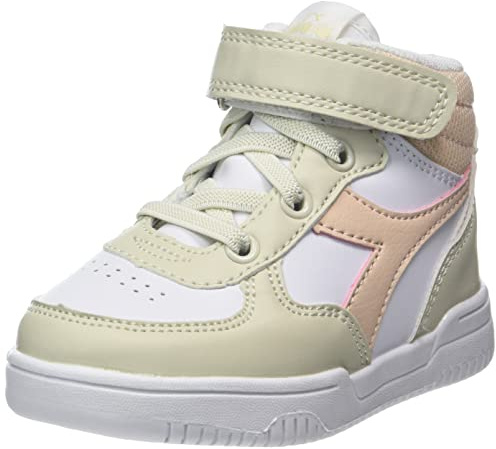 Diadora Garçon Unisex Kinder Raptor Mid TD Chaussure de Gymnastique, White Bone/Pastel Rose Tan, 23 EU