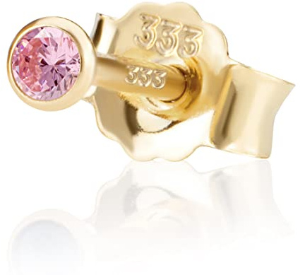 NKlaus Einzel 2,5mm 333 Gelb Gold 8 Karat Ohrstecker Kristall Zirkonia Pink Butterfly Verschluss Damen Mädchen 3344
