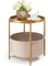 danpinera Round Side Table with Fabric Storage Basket, Metal Side Small Bedside Table Nightstand with Removable Tray Top for Living Room, Bedroom, Nursery, Laundry, Gold