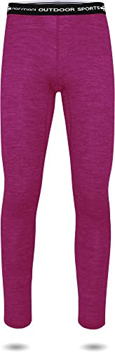 normani Kinder Merino Unterhose Kinderhose Skihose Thermounterhose Funktionshose Thermounterwäsche Baselayer aus 100% Bio-Merinowolle für Junge und Mädchen Farbe Fuchsia Größe 146-152