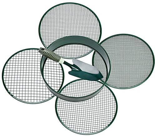 Garden Sieve, Soil Sieve with Interchangeable Mesh Sizes 3,6,9,12mm, Garden Riddle, Perfect Gardening Tool for Sifting Soil, Stones, and Compost