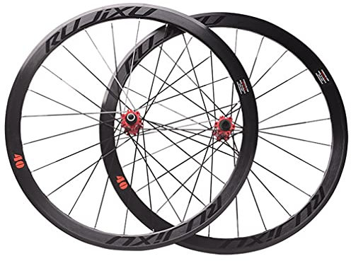 Rennrad-Laufradsatz 700c Steckachse Carbon-Nabe 40 mm Aluminiumlegierungsfelge Disc/V-Bremsräder für 7-11-fach Kassette 24/24 Löcher Leicht