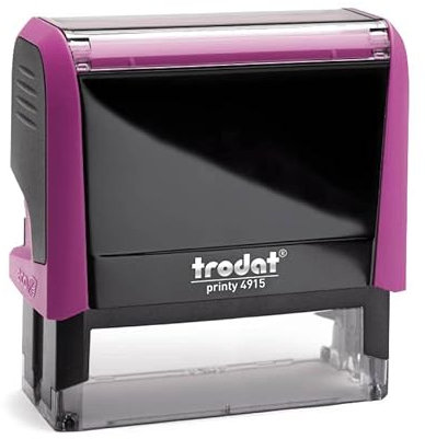 Trodat Printy 4915 – max. 10zeiliger Stempel mit Wunschtext personalisieren, hier gleich online gestalten Gehäusefarbe Schwarz– Firmenstempel, Adresstempel, mit Wunschtext - 69X24 mm – 7 Zeilen