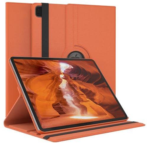 EAZY CASE - Custodia per Apple iPad Pro 12,9 (2022) tablet Cover protettiva Smart Cover Supporto rotante Astuccio pieghevole 360° girevole con funzione stand Similpelle Arancione