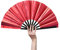 HeyToo Large Shining Rave Folding Hand Fan Clack Handheld Fan for Party Night Club Festival Halloween Outfit Accessories 13inch Red