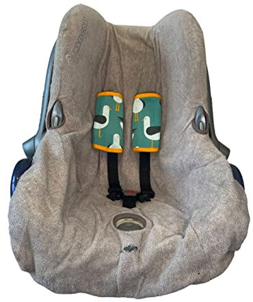 Universal-Gurtpolster für Babytragen, Kindersitze und Kinderwagen. Wendbar, mit Baumwolljersey und Frottee. Ideal für zahnende Babys und als Kau- und Speichelschutz, (Möwen)
