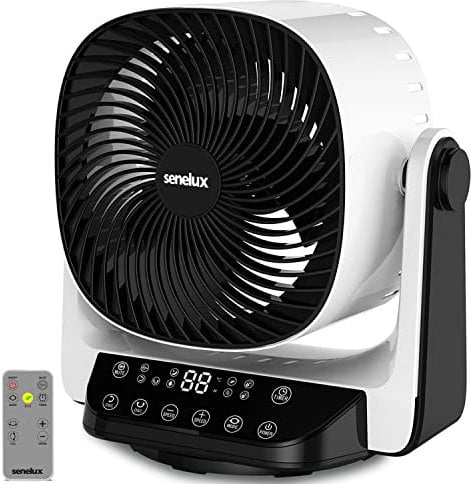 Senelux 9” DC Air Circulator Fan - Ultra Quiet - Automatic Oscillation, 8 Fan Speeds, 4 Operational Modes, Timer, LED Display & Remote Control. Perfect for Desks, Bedrooms & Offices