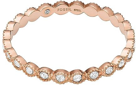 Fossil Anello da donna Sadie All Stacked Up, anello a fascia in acciaio inossidabile color oro rosa