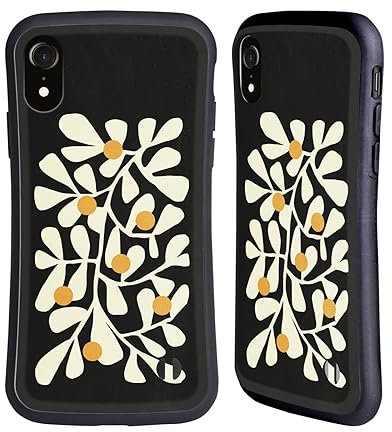Head Case Designs Offizielle Ayeyokp Summer Bloom Schwarz Pflanzenmuster Hybride Handyhülle Hülle Huelle kompatibel mit Apple iPhone XR