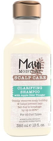 Maui Moisture Scalp Care Clarifying Shampoo, Apple Cider Vinegar Curly Hair Shampoo Moisturizes & Removes Scalp Build-Up, Sulfate-Free Surfactants, 13 fl. oz
