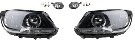 Johns, Scheinwerfer Satz Halogen Front passend für VW Caddy III 2K 09/10-12/13 H7 H15 Links & Rechts + Nebelscheinwerfer + Leuchtmittel