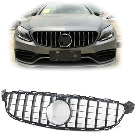 Racing Grill Kühlergrill Für Benz W205 C63 C63S AMG 2015-2018 GT R Schwarz Auto Obere Stoßstange Haube Mesh Mit Kameraloch