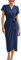 GRACE KARIN Damen Weiche Wickelkleid Kurzarm Partykleid Slim Fit Taillenkleid V-Ausschnitt Cocktailkleid Festliche Outfit Dunkelblau S