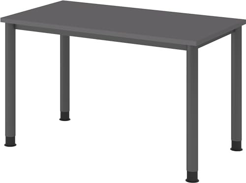 bümö Schreibtisch H-Serie höhenverstellbar, Tischplatte 120 x 67,2 cm in Graphit, Gestell in Graphit