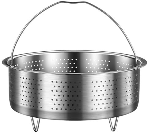 Panier en acier inoxydable avec poignée et support de pied, insert universel pour casserole avec trou uniforme, adapté pour cuiseur à riz, poêle à frire, marmite à soupe, accessoires pour autocuiseur