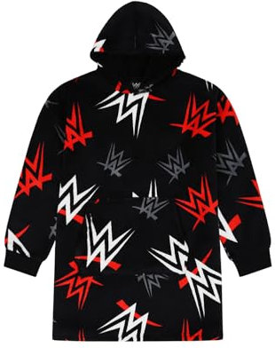 WWE Kids World Wrestling Entertainment - Felpa con cappuccio in pile di lusso, completamente foderata, per bambini, colore: nero, Nero , One Size