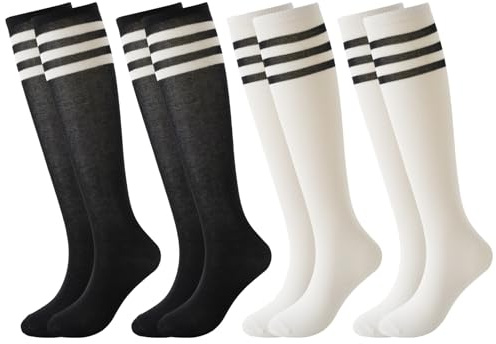 BONANGEL 4 Pairs Kids Football Socks Boys Girls 3-6 6-8 9-12 Years