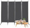 Yakimz Paravent Outdoor Wetterfest, Raumteiler klappbar freistehend Sichtschutz, Trennwand 4 teilig 200x170cm, Stellwand für Raumteiler innen Outdoor Garten Balkon Terrasse, Raumtrenner|Anthrazit