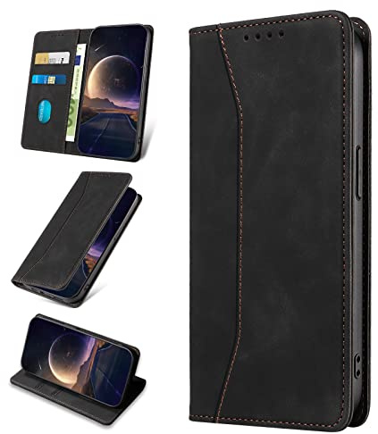 KANVOOS Coque pour Xiaomi Redmi 13C / Poco C65, Etui Protection Housse en Cuir PU [Porte Cartes], Antichoc Portefeuille Étui à Rabat Flip Case pour Redmi 13C / Poco C65 (Noir)