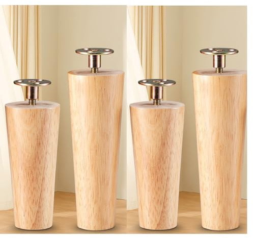 Holz Möbelfüße, 4 Stück Runde Massivholz Tischbein für Sofa, Couch, Bett, Sessel, Schrank, konische beine mit vorgebohrten M8-Schrauben (8CM,A)