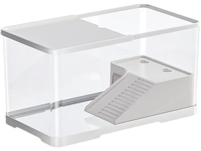 Habitat compatto per tartarughe – Piscina per tartarughe d'acqua con zona sdraiata integrata | Facile drenaggio, casa rettile, habitat per tartarughe, serbatoio 'acqua per piccoli rettili