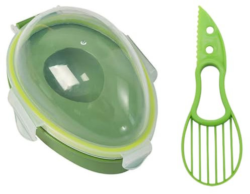 Pack 2 en 1 Aguacate cortador y recipiente aguacate, cuchillo aguacate para hueso aguacate y Envase para Guardar aguacate para nevera con tapa hermética