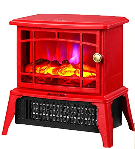 JINMUXUAN Poêle électrique Chauffant - Poêle Portable avec Effet de Flamme de poêle à Bois - Poêle Chauffant Interne - 1500 W Rouge (Rouge) Beauty Comes