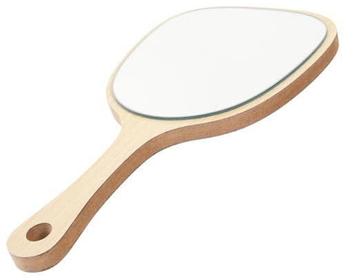 AUTSUPPL Holz Handspiegel mit Griff Tragbarer Schminkspiegel für Badezimmer Wandmontage und Reise Ergonomisches Design Hochwertiger Spiegel für Zuhause