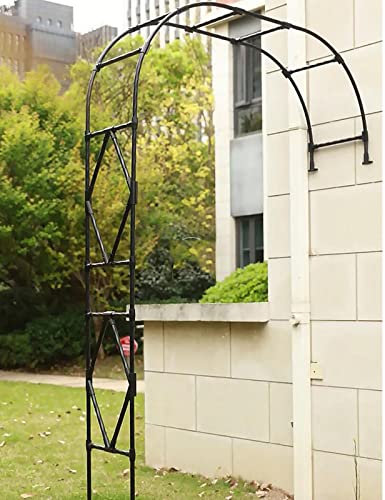 Arche de rose en métal pour décoration de jardin en plein air, demi arche de jardin, parfaite pour plantes grimpantes et support d'arbre, noir, 240 x 240 cm