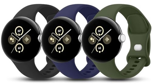 Tobfit 3 cinturini per Google Pixel Watch 2 cinturino/Pixel Watch 3 41 mm, da uomo e da donna, in silicone, per Google Pixel Watch 3 41 mm/2/1, S