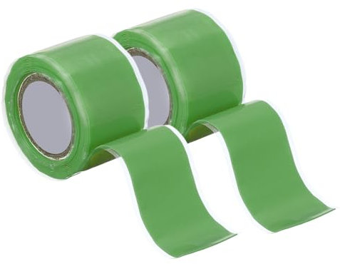 sourcing map Lot de 2 rubans adhésifs en silicone auto-fusibles, étanches, pour poignées de réparation de tuyaux de plomberie, 25 mm x 1,5 m, vert