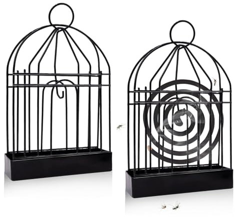 pangutheos Cage à Oiseaux Support Spirale Anti Moustique, 2 Pièces Porte Spirale Anti Moustique avec Anneau de Suspension, Support Bobine Anti Moustique Métal pour Maison Camping Jardin