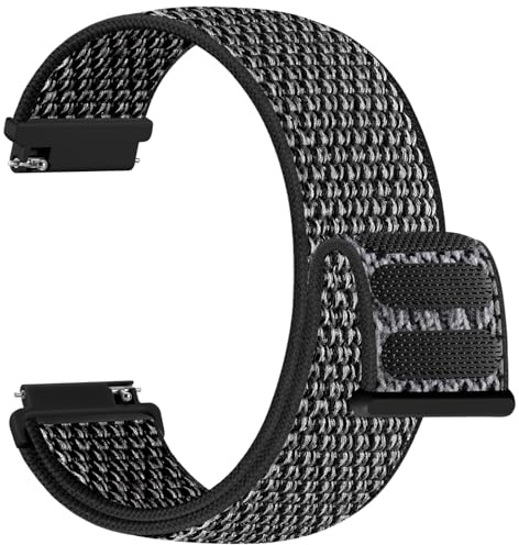 Upeak Nylon Uhrenarmband 22mm Kompatibel mit Garmin Venu 3 Venu 2 Venu 4 45mm Vivoactive 4 Forerunner 255 265, Armband für Amazfit Balance Samsung Galaxy Watch 3 45mm Gear S3 Classic, SchwarzGrau