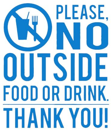 Vietato mangiare o bere cartello al bar Adesivi da parete in vinile 34x40cm Può modificare e aggiungere informazioni Blu