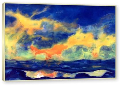 NHLDZYH Champagner-Goldrahmen. Emil Nolde Bilder, (Herbsthimmel auf See), Natur Poster, Berühmte Gemälde-Reproduktion, Kunstdruck auf Leinwand für Wohnzimmer 80x112cm