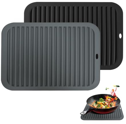 2 Pack Silicone Trivets for Hot Pans and Pots, Trivets for Kitchen Worktop | 30×23cm Heat Resistant Silicone Table Mat, Non Slip Table Place Mats for Hot Pots Holder, Kitchen Worktop Protector