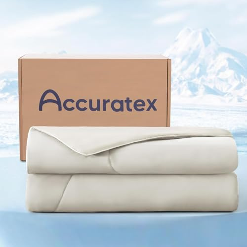 ACCURATEX Kühldecke 140×200 cm, Sommerdecke für Heiße Schläfer, Elfenbein | Arc-Chill Kühlfaser mit Q-Max >0,45, atmungsaktiv & leicht, seidig weich Decke für Sommernächte, ideal bei Nachtschweiß
