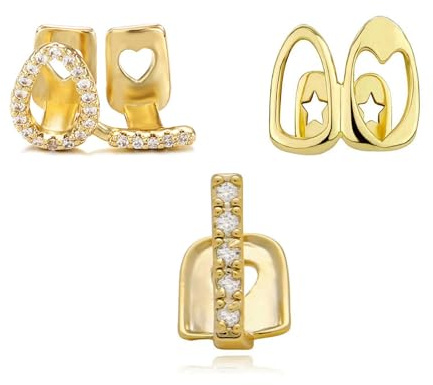 Hip Hop Zahngrillz Set Mit Glänzenden, Ausgehöhlten Zähnen, Offenes Gesicht, 3 Teilig, Einzelne Grills Oben Und Unten, Iced Out CZ Diamant Zahngrills, Schmuckzubehör