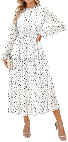GRACE KARIN Women Long Sleeve Floral Chiffon Maxi Wedding Guest Dresses