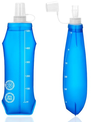 2PCS 500ml Soft Flask Water Bottles, Lightweight Leakproof BPA-Free Bottle | Collapsible Reusable Hydration Vest Fits Running Vests Trail Marathon Cycling Hiking Outdoor