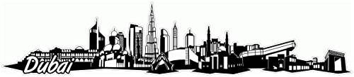 Samunshi® Dubai Skyline Aufkleber Sticker Autoaufkleber City Gedruckt - 20x4,2cm schwarz