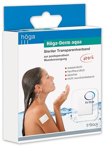 Höga-Derm aqua, steriler Transparentverband mit Wundauflage, 9 cm x 10 cm, 5 Stück